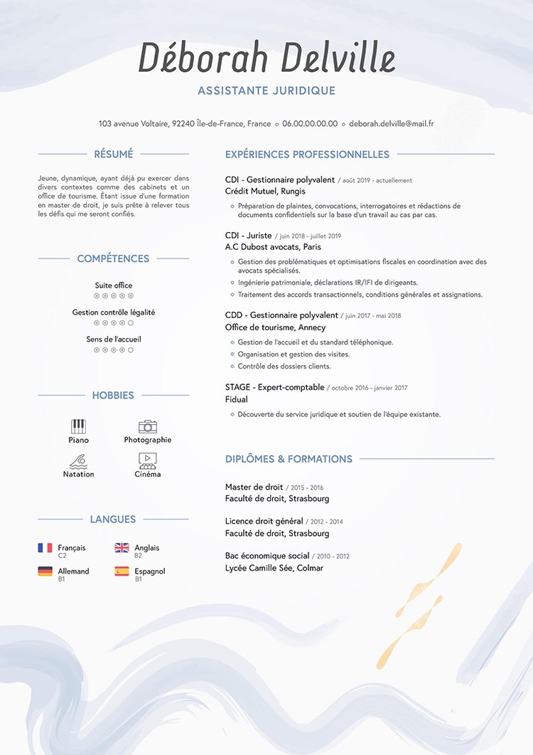 CV modèle Aquarelle