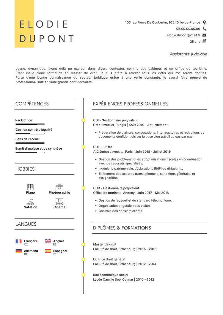 CV modèle Brave