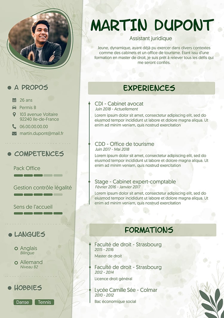 CV modèle Nature